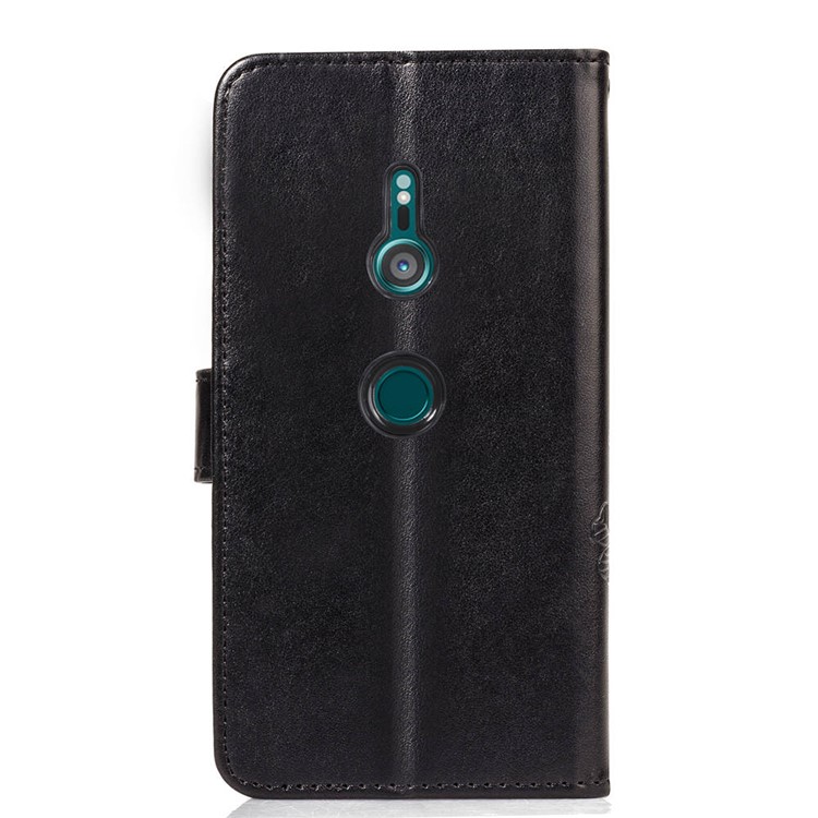 Imprint Clover Pattern Leather Protective Case with Wallet Stand for Sony Xperia XZ3 - Black-3