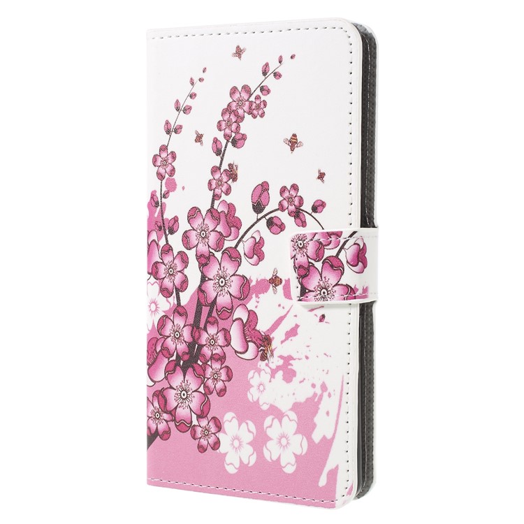 Pattern Printing Leather Magnetic Wallet Stand Flip Case for Sony Xperia 10 - Peach Flower-3