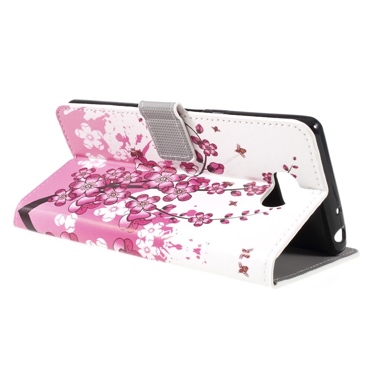 Pattern Printing Leather Magnetic Wallet Stand Flip Case for Sony Xperia 10 - Peach Flower-5