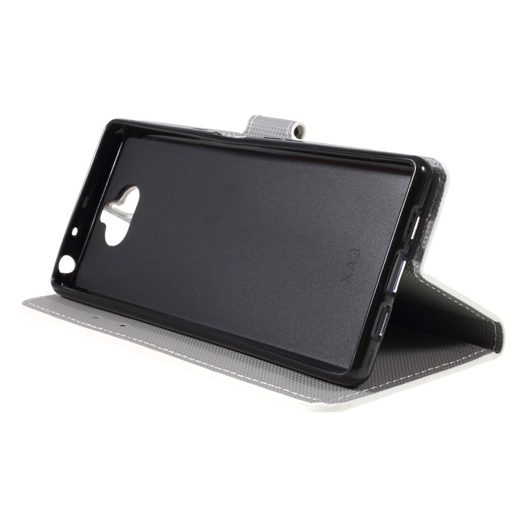 Carteira De Couro De Impressão Magnética Padrão Suporte Tampa Flip Para Sony Xperia XA3 - Flor Roxa-4