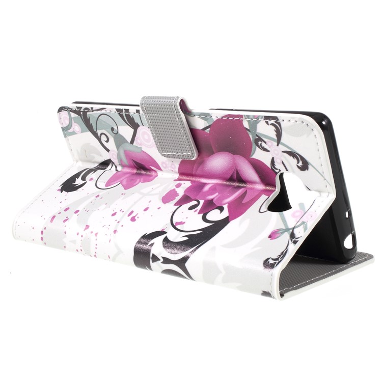 Carteira De Couro De Impressão Magnética Padrão Suporte Tampa Flip Para Sony Xperia XA3 - Flor Roxa-5