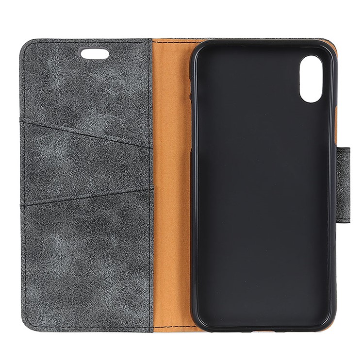 Étui À Rabat En Cuir Fendu De Style Vintage Pour Sony Xperia L3 - Gris-5