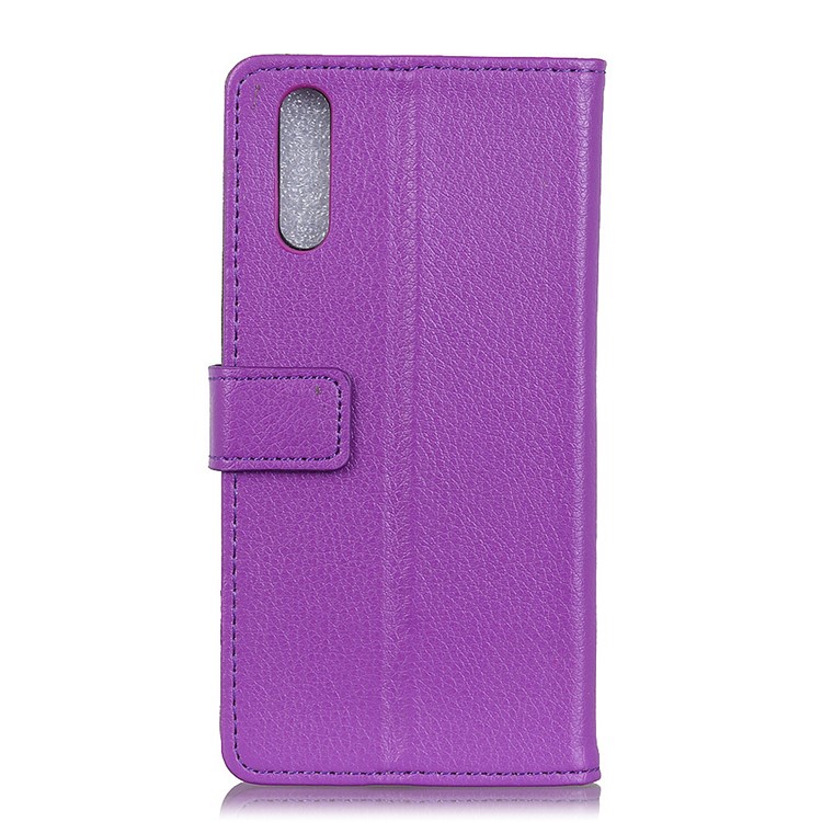 Litchi Texture Wallet Stand Leather Protective Shell for Sony Xperia L3 - Purple-4