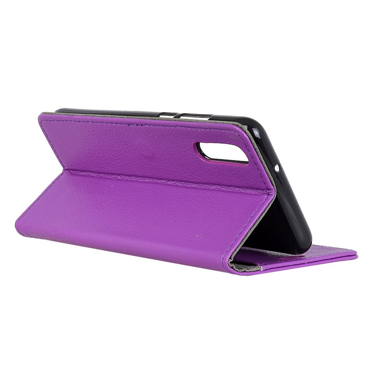 Litchi Texture Wallet Stand Leather Protective Shell for Sony Xperia L3 - Purple-7