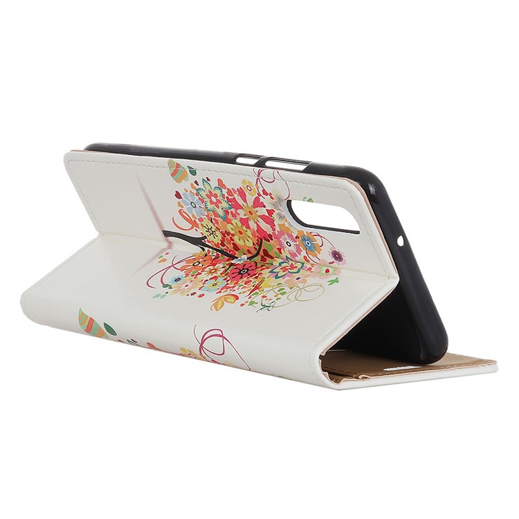 Pattern Printing Leather Wallet Phone Casing for Sony Xperia L3 - Colorful Flowers Tree-6