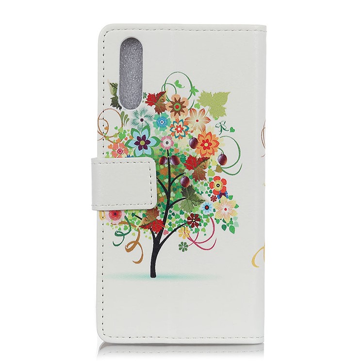 Pattern Printing Leather Wallet Mobile Casing for Sony Xperia L3 - Flower Tree-3