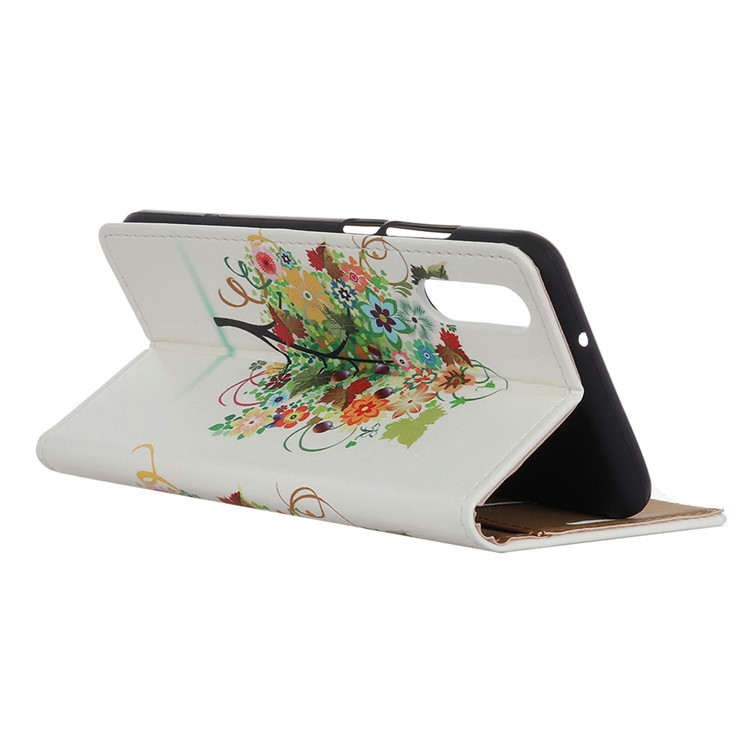 Pattern Printing Leather Wallet Mobile Casing for Sony Xperia L3 - Flower Tree-6
