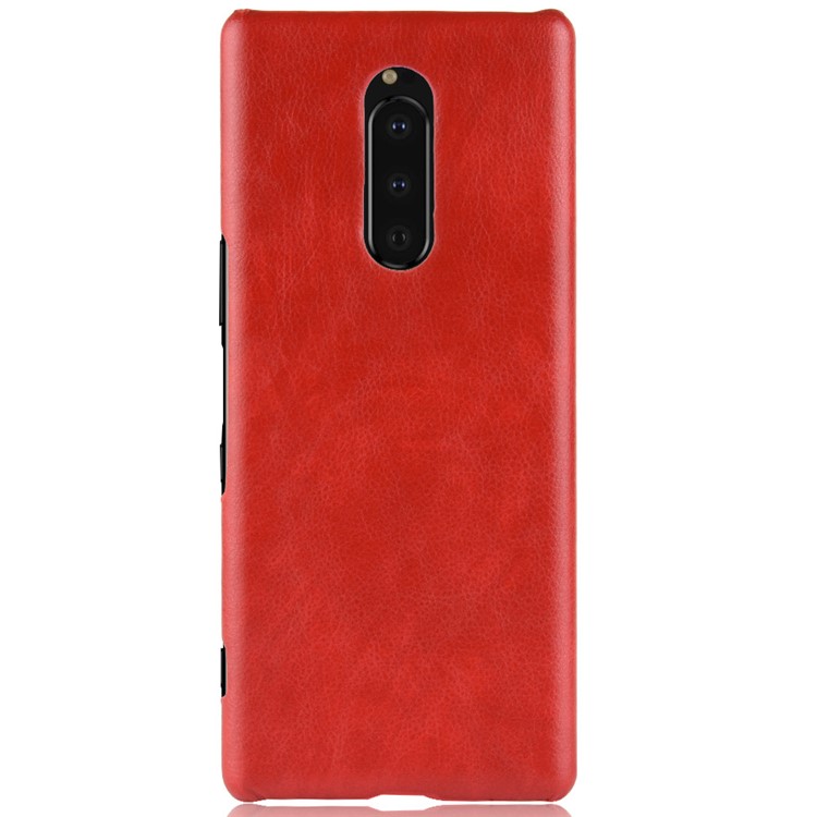Litchi Texture PU Leather Coated Plastic Hard Case for Sony Xperia 1 - Red-2