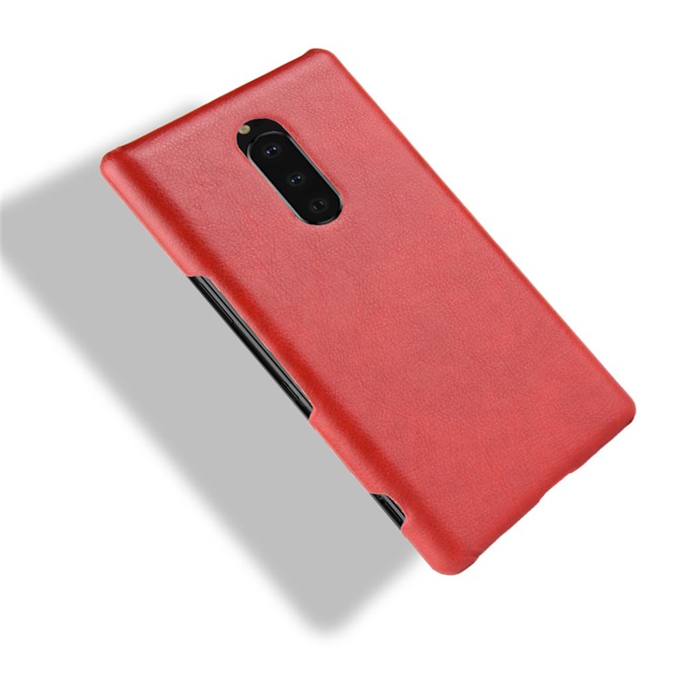 Litchi Texture PU Leather Coated Plastic Hard Case for Sony Xperia 1 - Red-4