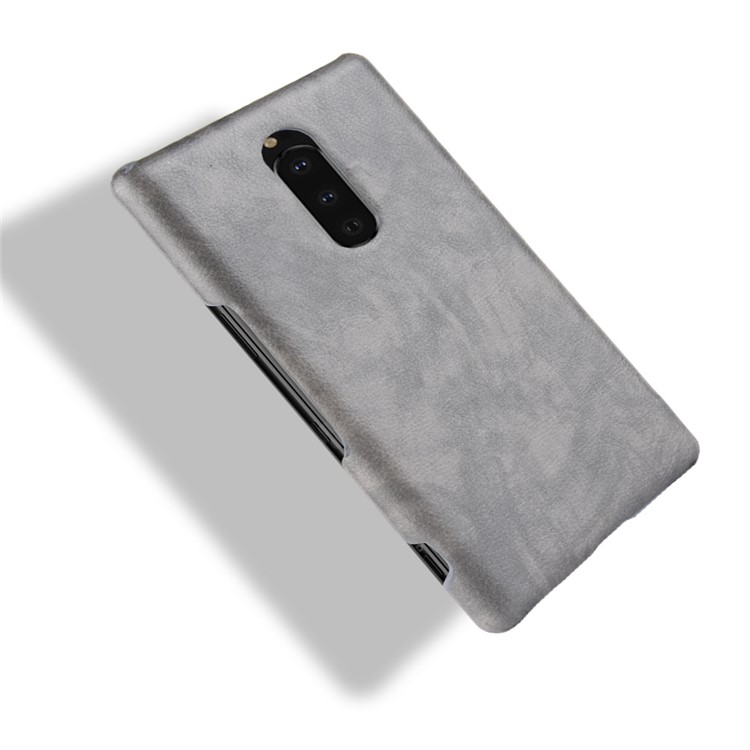 Litchi Textura Pu Couro Revestido De Plástico Cobre Capa Para Sony Xperia 1 - Cinza