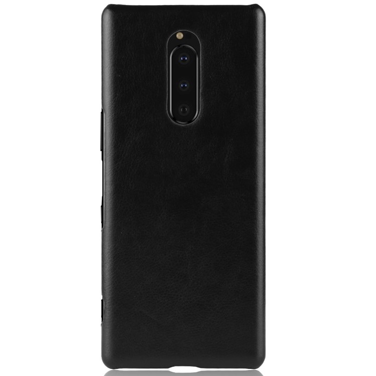 Litchi Texture PU Leather Coated Plastic Mobile Shell for Sony Xperia 1 - Black-2