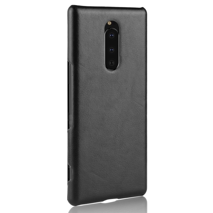 Litchi Texture PU Leather Coated Plastic Mobile Shell for Sony Xperia 1 - Black-3