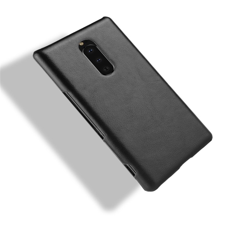 Litchi Texture PU Leather Coated Plastic Mobile Shell for Sony Xperia 1 - Black-4