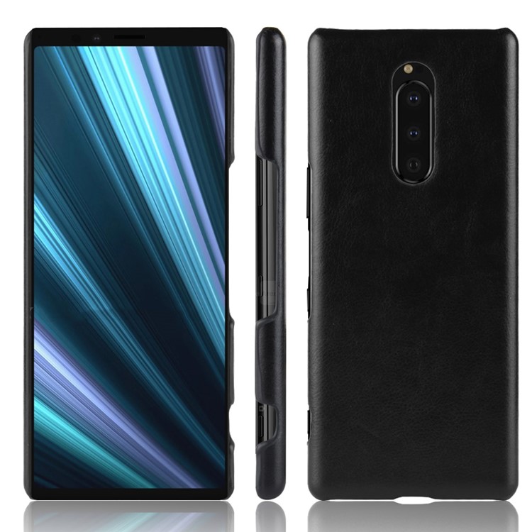Litchi Texture PU Leather Coated Plastic Mobile Shell for Sony Xperia 1 - Black-5