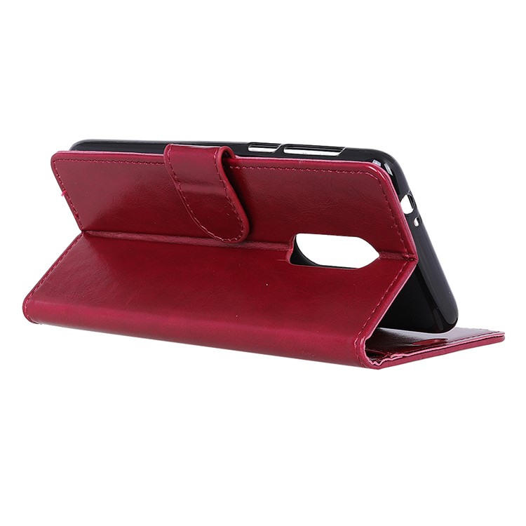 Crazy Horse Magnetic Stand Wallet Leather Mobile Phone Shell for Sony Xperia 1 - Red-7