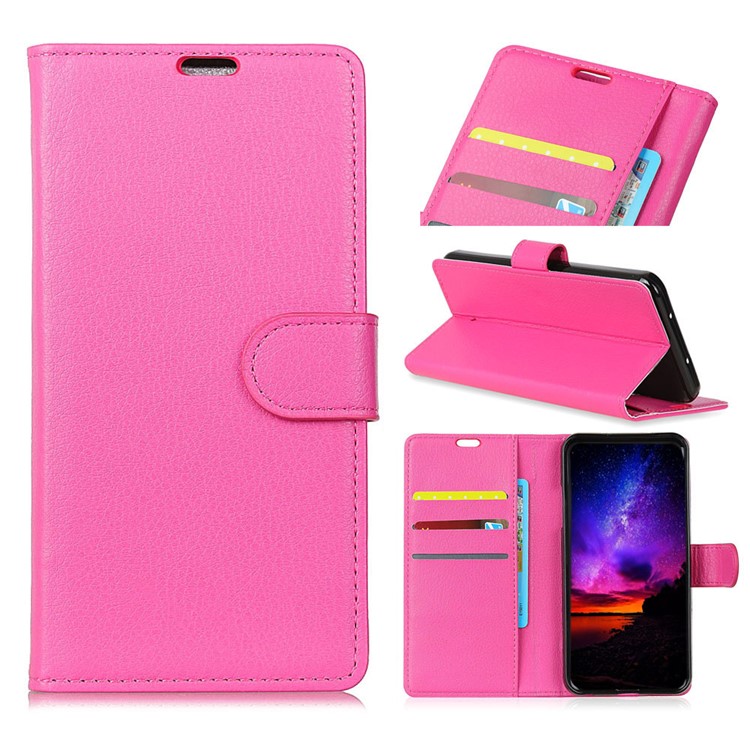 Litchi Skin Wallet Leather Magnetic Case for Sony Xperia 1 - Rose-1