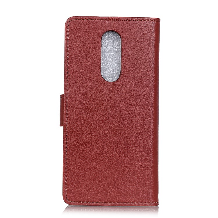 Litchi Skin Leather Wallet Stand Case for Sony Xperia 1 - Brown-4