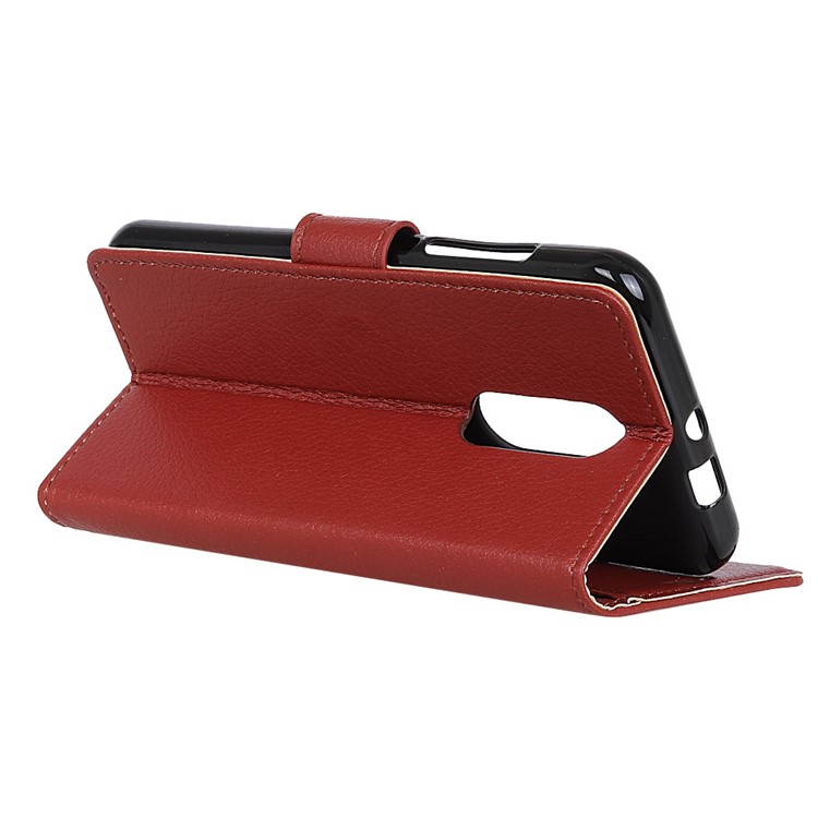 Litchi Skin Leather Wallet Stand Case for Sony Xperia 1 - Brown-6