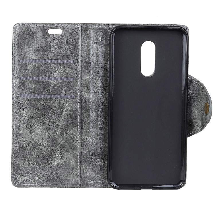 Textured PU Leather Wallet Stand Phone Cover for Sony Xperia 1 - Grey-4
