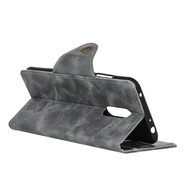 Textured PU Leather Wallet Stand Phone Cover for Sony Xperia 1 - Grey-5