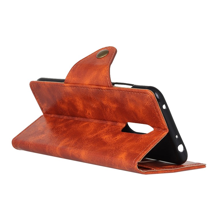 Textured PU Leather Wallet Stand Mobile Cover for Sony Xperia 1 - Orange-5