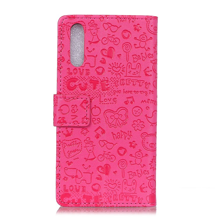 Cartoon Graffiti Wallet Leather Stand Phone Casing for Sony Xperia L3 - Rose-2