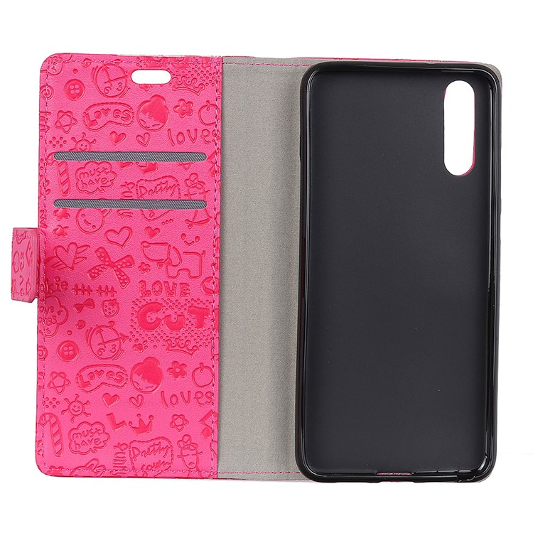 Cartoon Graffiti Wallet Leather Stand Phone Casing for Sony Xperia L3 - Rose-3