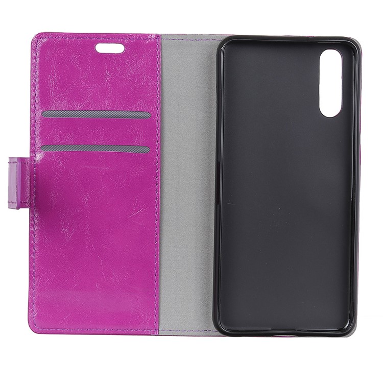 Crazy Horse Magnetic Stand Wallet PU Leather Protective Mobile Phone Case for Sony Xperia L3 - Purple-3