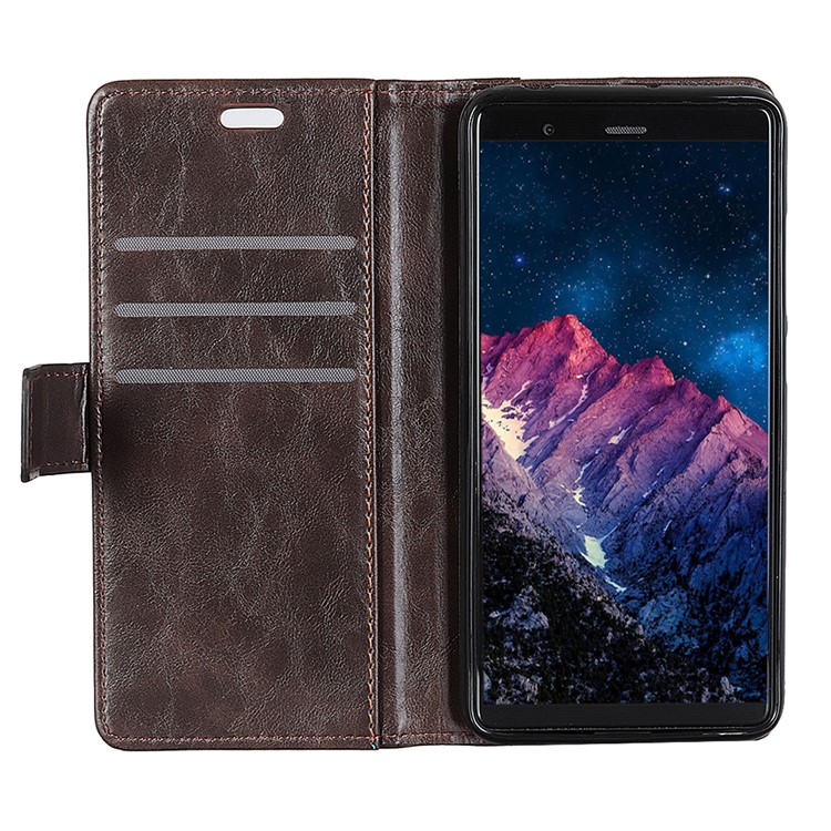Rivet Decorated Leather Stand 3 Card Slots Magnetic Casing for Sony Xperia L3 - Brown-4