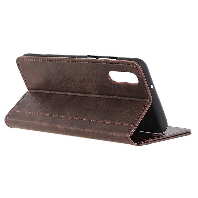 Rivet Decorated Leather Stand 3 Card Slots Magnetic Casing for Sony Xperia L3 - Brown-8