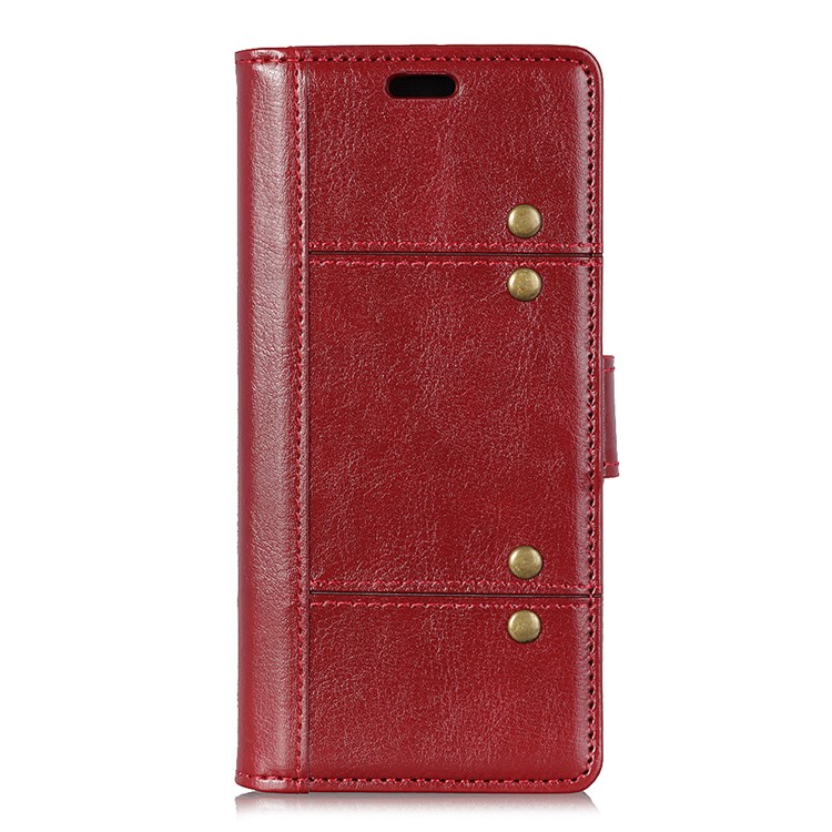 Crazy Horse Rivet Stand Wallet Magnetic Leather Cover for Sony Xperia L3 - Red-2