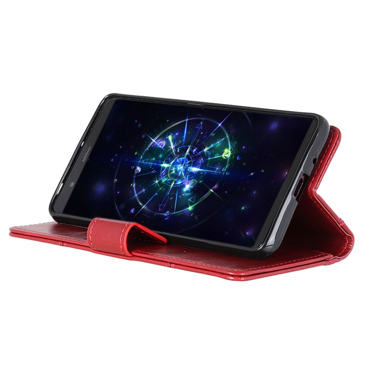 Crazy Horse Rivet Stand Wallet Magnetic Leather Cover for Sony Xperia L3 - Red-9