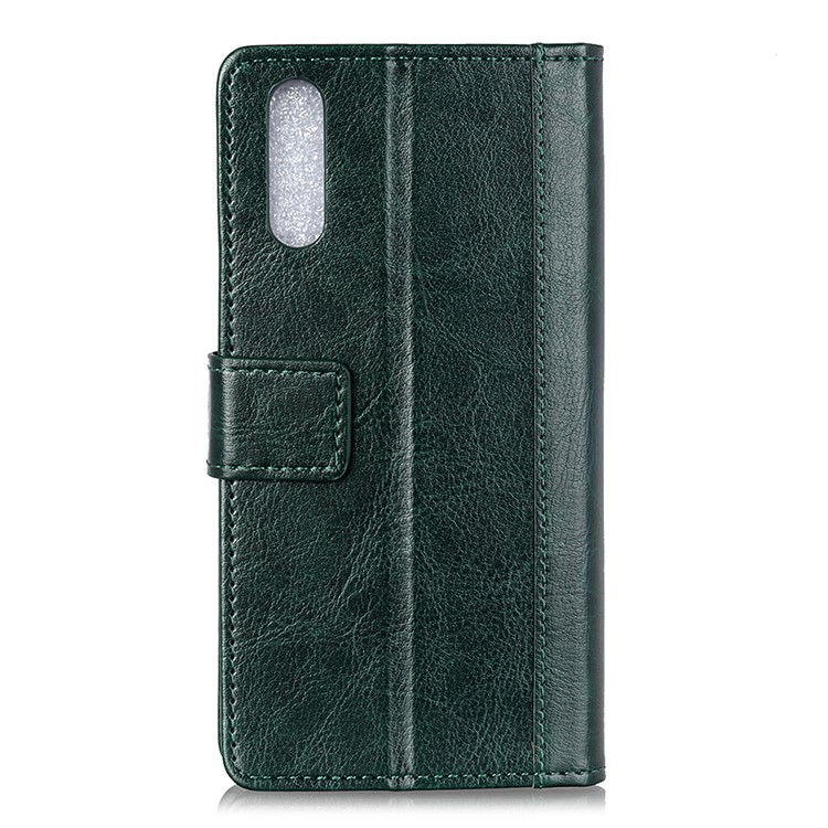 Crazy Horse Rivet Stand Wallet Magnetic Leather Shell for Sony Xperia L3 - Green-3