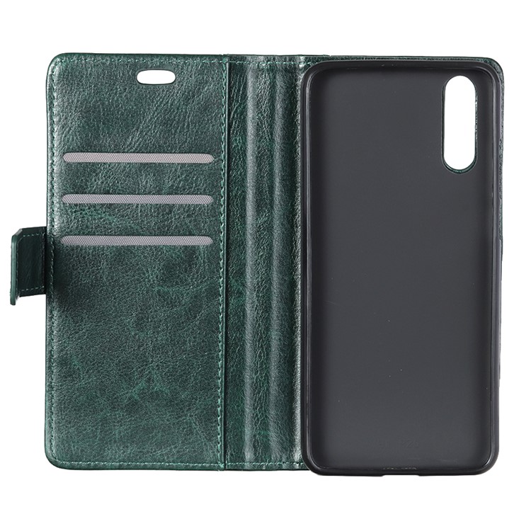 Crazy Horse Rivet Stand Wallet Magnetic Leather Shell for Sony Xperia L3 - Green-4