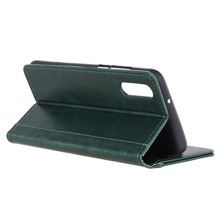 Crazy Horse Rivet Stand Wallet Magnetic Leather Shell for Sony Xperia L3 - Green-8