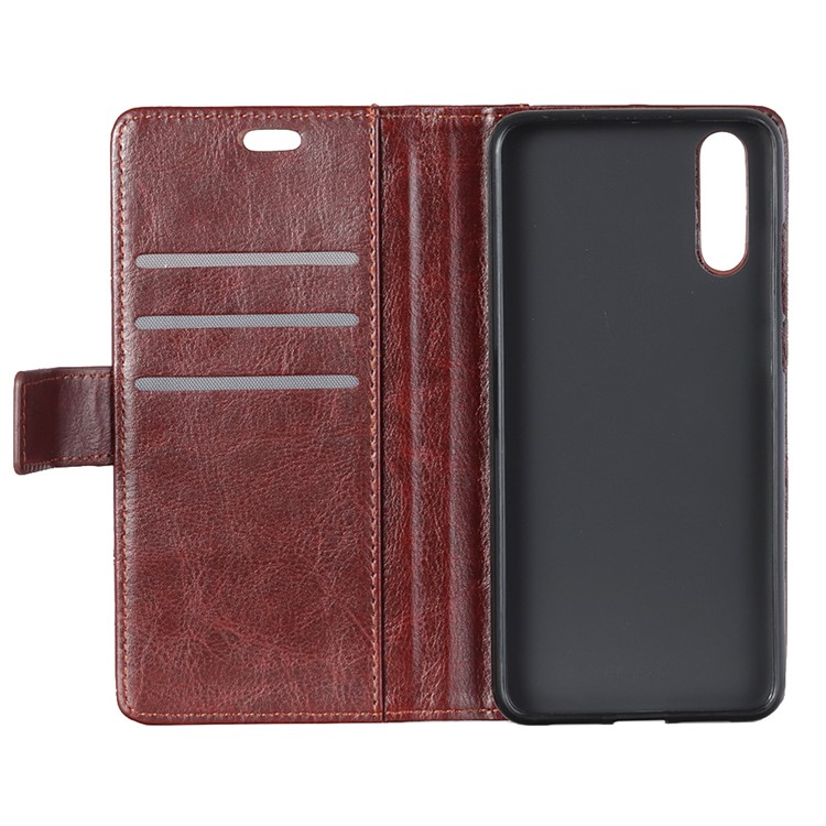 Crazy Horse Texture Rivet Stand 3 Card Slots Magnetic Leather Casing for Sony Xperia L3 - Brown-4