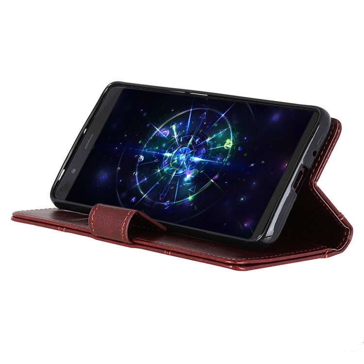 Crazy Horse Texture Rivet Stand 3 Card Slots Magnetic Leather Casing for Sony Xperia L3 - Brown-9