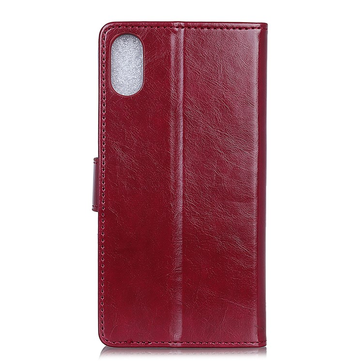 Crazy Horse Magnetic Stand Wallet Leather Mobile Phone Cover for Sony Xperia L3 - Red-6