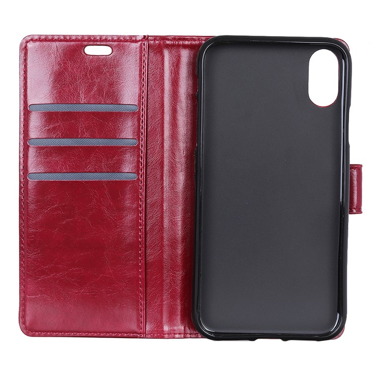 Crazy Horse Magnetic Stand Wallet Leather Mobile Phone Cover for Sony Xperia L3 - Red-7