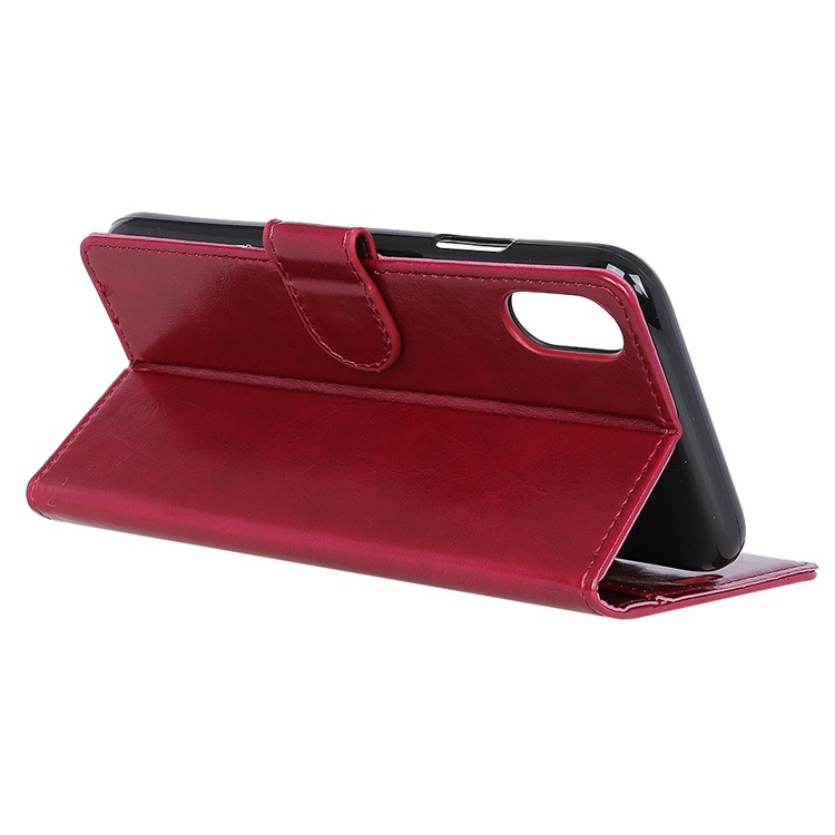 Crazy Horse Magnetic Stand Wallet Leather Mobile Phone Cover for Sony Xperia L3 - Red-8