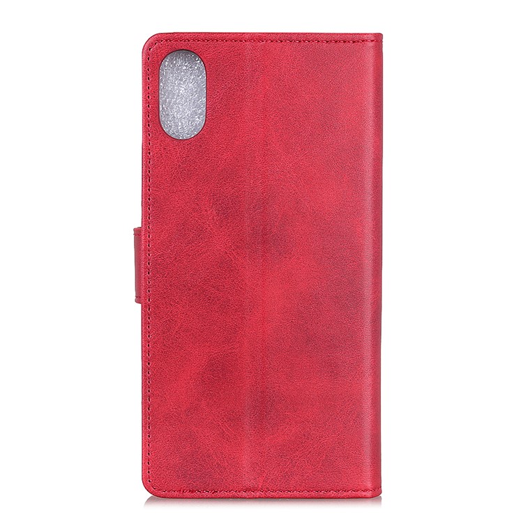 Matte PU Leather Wallet Stand Phone Cover for Sony Xperia L3 - Red-5