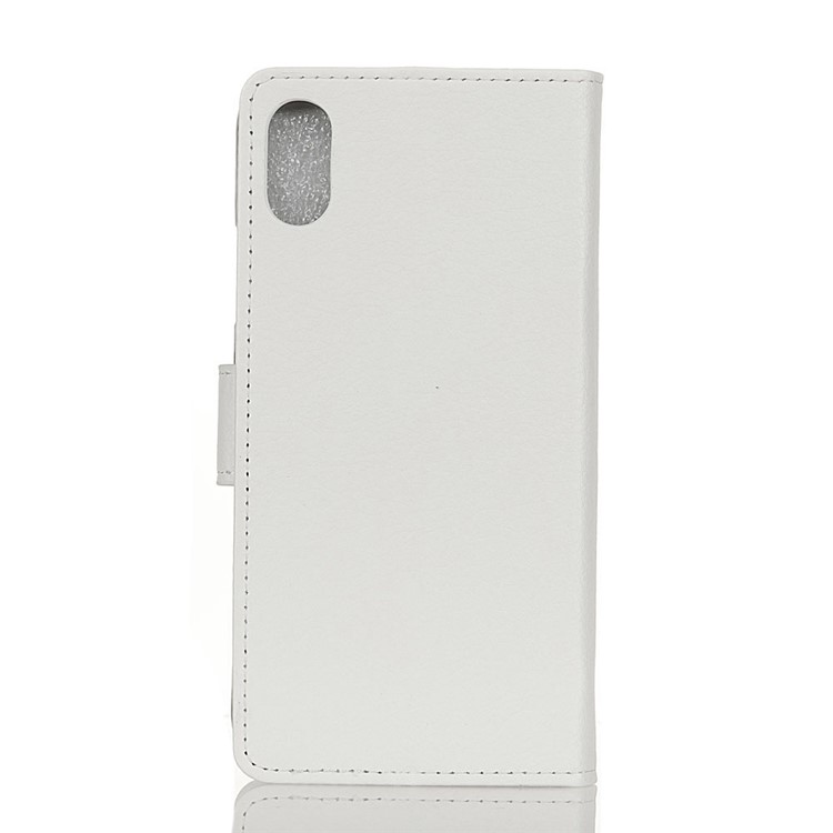Litchi Skin Brieftasche Leder Standplatzabdeckung Für Sony Xperia L3 - Weiß-2