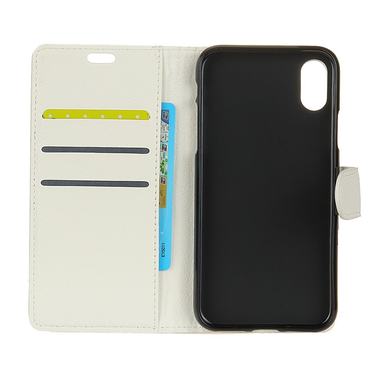 Litchi Skin Brieftasche Leder Standplatzabdeckung Für Sony Xperia L3 - Weiß-3