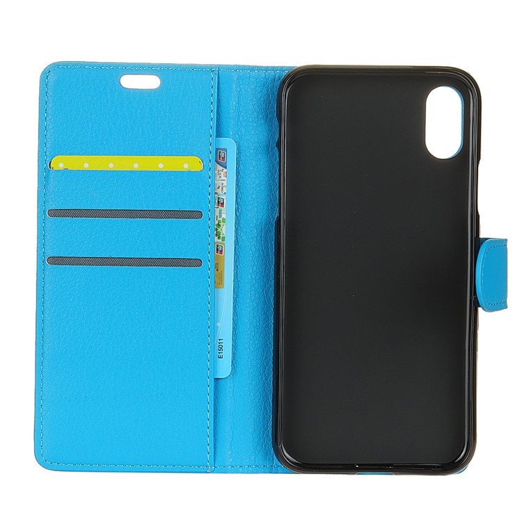 Litchi Skin Magnetic Leather Stand Case for Sony Xperia L3 - Blue-4