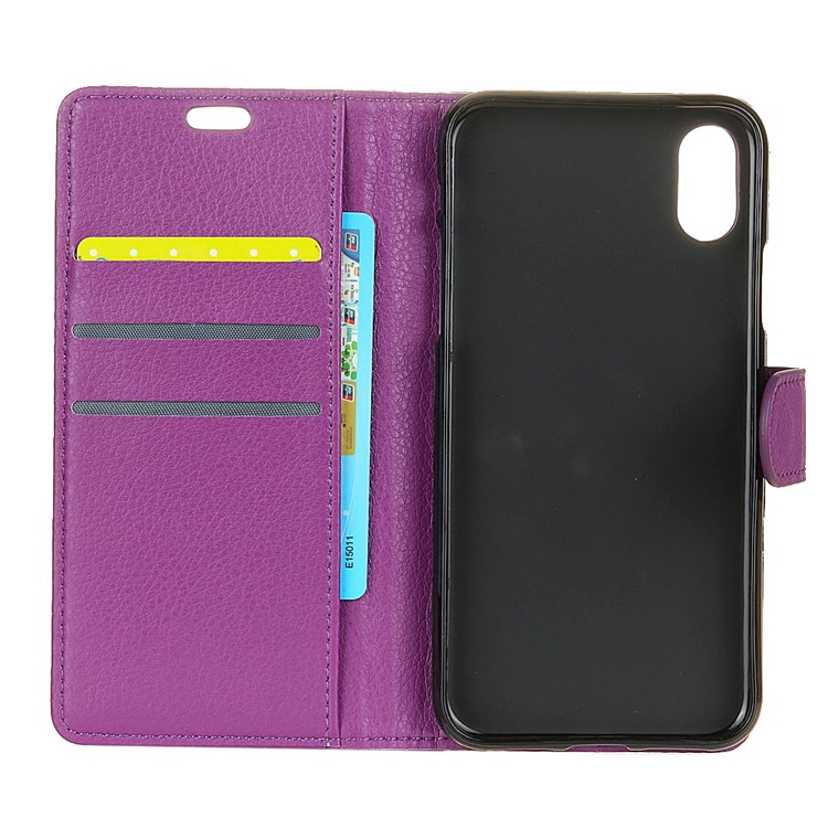 Litchi Skin Magnetic Leather Stand Cover for Sony Xperia L3 - Purple-4