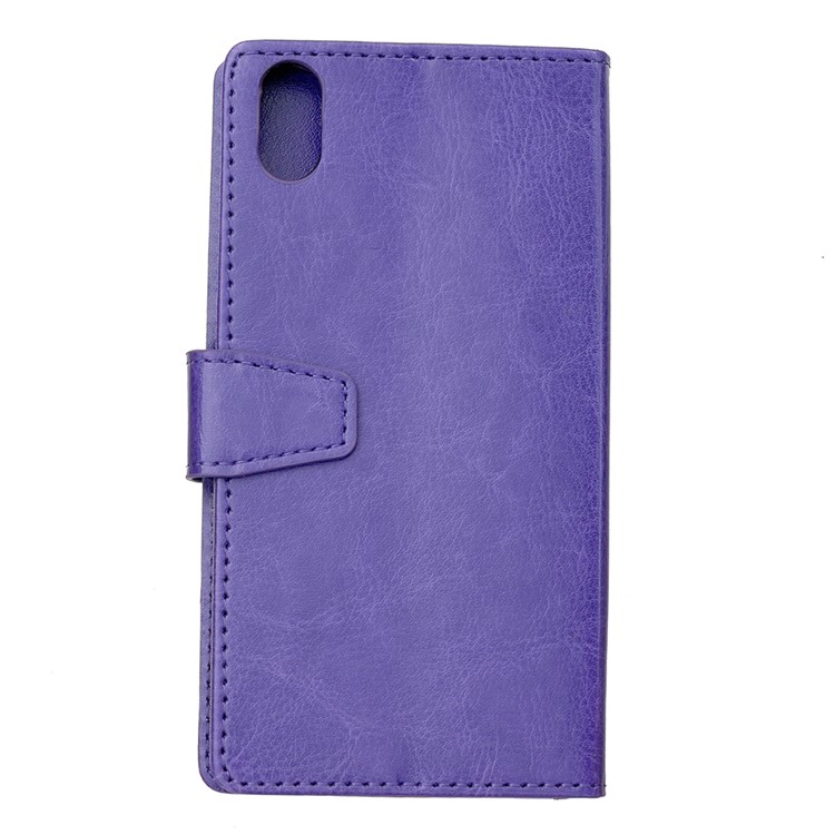 Crazy Horse Leather Wallet Stand Case for Sony Xperia L3 - Purple-3