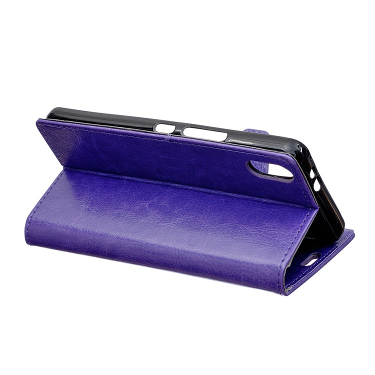Crazy Horse Leather Wallet Stand Case for Sony Xperia L3 - Purple-5