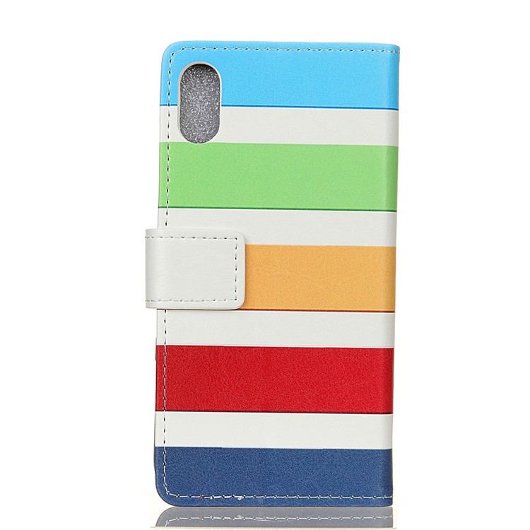 Pattern Printing Flip Leather Mobile Case for Sony Xperia L3 - Colorized Stripes-2