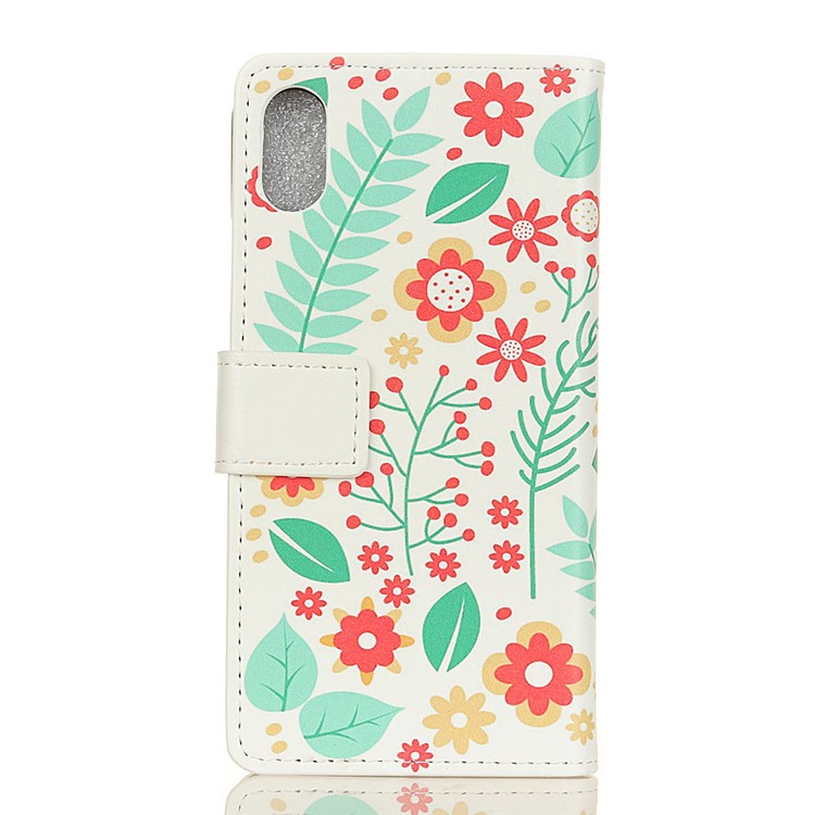 Кожаный Чехол-подставка С Рисунком Для Sony Xperia L3 - Цветы И Листья-2