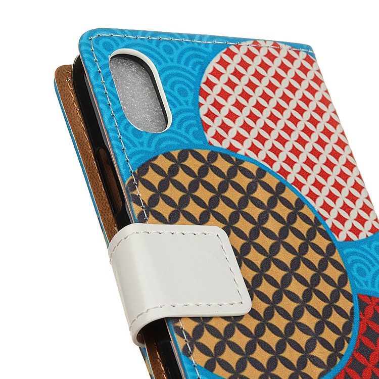 Pattern Printing Leather Cell Phone Cover for Sony Xperia L3 - Seamless Circles-3
